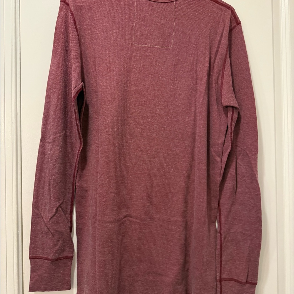 Aviator Nation Maroon Thermal Long Sleeve Tee with Black Lightning Bolt Size L - Picture 2 of 2